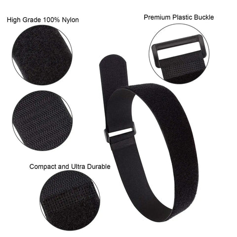 Heavy Duty 1.5 x 24 Inch Hook And Loop Cable Ties 12 Pack Adjustable Fastening Straps With Plastic D Ring Buckle for cable management