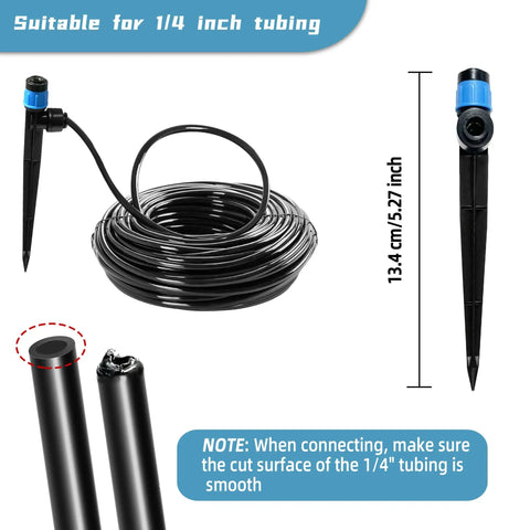 Push To Fit One Quarter Inch Drip Irrigation Emitters Kit With 360 Degree Adjustable Vortex Emitters And Stakes 30 Pack
