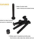 Trusted M6 X 85 Millimeter Allen Head Furniture Bolt Kit With Tight Grip Barrel Nuts And Included Hex Wrench For Quick Crib Assembly Baby Bed Frame Repair Black Hardware Set showing black carbon steel bolts.