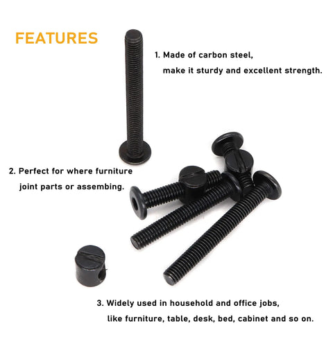 Built Different M6 Hex Socket Cap Bolts And Slotted Barrel Nuts Assortment Kit For Crib Cot Bed Furniture Hardware Screw Replacements With No Sweat Setup In Classic Black Finish - carbon steel bolts for assembling furniture.