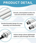 Product detail showing the 2 Piece Chrome Lamp Stem Rod Kit Featuring 120mm Straight Extensions With Secure M10 Double Thread.