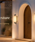 Tonabona 2 Pack 2 Light 15" Natural Alabaster Oval Marble Farmhouse Bathroom Black Wall Sconce on a wall.