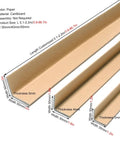 100 Pack Cardboard Corner Protectors And Edge Guards For Shipping Reinforce Boxes With Recycled Pallet Corner Blocks To Keep Your Goods Locked Safe And Dings At Bay Straight Up Packaging Armor For Heavy Duty Freight Delivery, shown in three sizes.