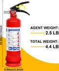 Quad Pack 2.5 Lb Dry Chemical Fire Extinguishers With Quick Release Handle, 1A:10B:C Rating For Home, Vehicle, Boat, dimensions shown