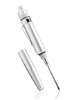 ARES 70004 precision oil pen applicator, silver metal body with cap removed and fine dispensing tip