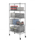5 Tier Heavy Duty Steel Wire Shelf On Wheels NSF Certified Utility Rack 18x36x72 Inches Great For Garage Home Shop Ample Storage With Smooth Roll Casters Industrial Grade Racking, silver