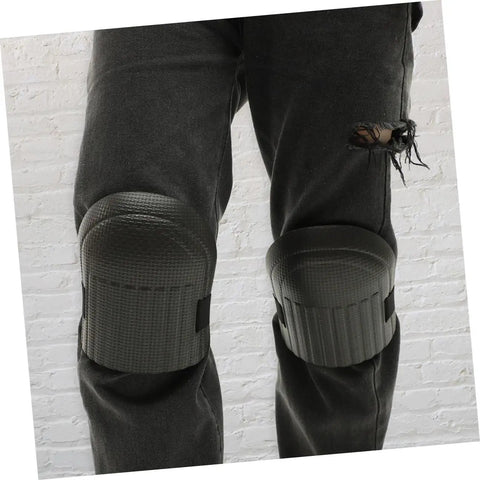 Ride Easy Construction Knee Pads With Non Slip Work Floor Pads for Men and Women, shown on black pants, ideal for gardening.
