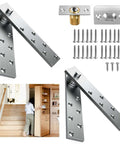 Covert Hidden Door Hinge Heavy Duty Pivot For Wood Cabinets And Bookcases 360 Degree Secret Door Hardware with screws and installation view