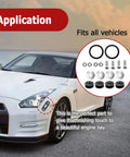 Billet Quick Release Bumper Trunk Fastener Kit shown with car and installation diagram.