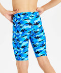 Youth Boys Swim Jammers For Competitive Team, Quick Dry Athletic Swim Shorts With UPF 50+, Wave Pattern, Size Small