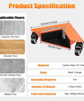 Heavy Duty Furniture Mover Dolly Set Of 4 specifications image showing size, material, and load capacity for moving appliances.