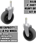 Replacement Casters For Brute Trash Bin Dollies Set Of 5 3 Inch Swivel Stem Wheels With 375 Lbs Capacity Per Set Compatible View