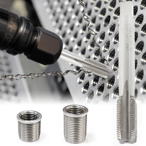 Spark Plug Thread Repair Kit With M10 X 1.0 Bolt And M12 X 1.0 Tap, stainless steel inserts, easy auto engine thread repair tool
