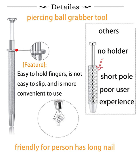 Piercing Taper Kit For Threadless And Internal Threaded Jewelry Changing Tools ball grabber tool with ergonomic grip