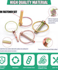 Image showing 12 Pack Gold Zinc Plated Lynch Pins With Ring, Assorted Quick Pins highlighting construction and features.