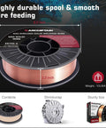 Pro Grade Mig Welding Wire 0.030 ER70S6 10 Lb Spool Low Splatter For Steel Smooth Feed And Deep Penetration Compatible With Lincoln Miller Forney Harbor Welders