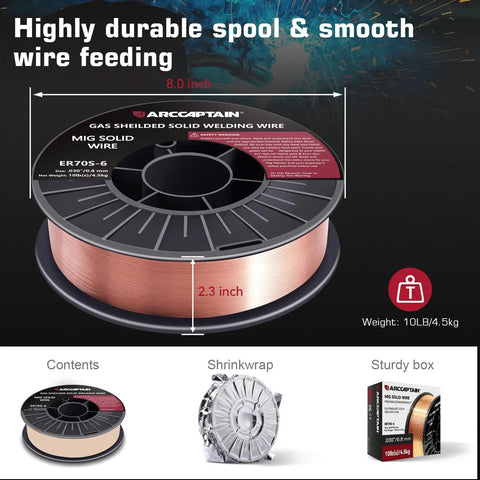 Pro Grade Mig Welding Wire 0.030 ER70S6 10 Lb Spool Low Splatter For Steel Smooth Feed And Deep Penetration Compatible With Lincoln Miller Forney Harbor Welders