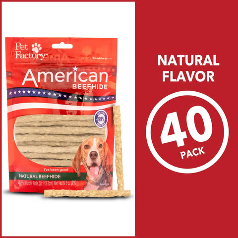 Beefhide Munch Mini Rolls Dog Chew Treats, 5 Inch Crunchy Rolls in red pack, 40 count, natural flavor, American-sourced beefhide