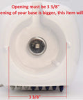 Rear view of blender base with 3 3/8 inch diameter opening, part of Replacement 48 Ounce Glass Jar Set For Blenders 6 Piece Cup Assembly.