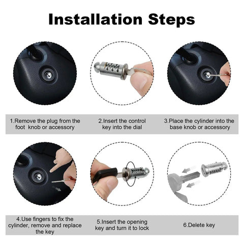 Installation steps for Two Pack Lock Cores With Keys For One Key System Compatible With Bike Racks Roof Cargo Ski Racks And Towers