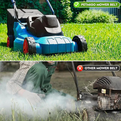 Comparison of PETMIGO mower belt with other mower belt on grass