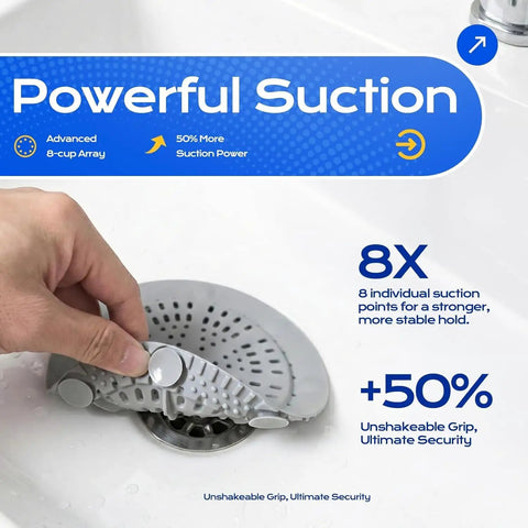 2 Pack Silicone Shower Drain Hair Catcher Designed For Sunken Tub Installations Heavy Duty Strainer with powerful suction in use.