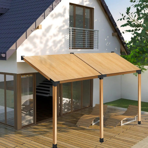 Heavy Duty Pergola Bracket Kit With 15 Degree Slanted Roof Wall Mount, 4 Way Post Base For 4 By 4 Beams, Rust Resistant Carbon Steel, Easy Install For Gazebos, Patio Pergolas, And Log Cabins