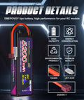 7.4V 2S 5200mAh 80C LiPo RC Battery With Hard Case And T Connector For 1 8th Scale And 1 10th Scale RC Cars And Trucks Dual Pack
