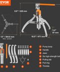 VEVOR hydraulic gear puller, 15-ton capacity, orange handle, front view with 4 jaws and 6 bolts