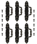 Six Piece Antique Cabinet Handles Set Vintage Drawer Pulls in European Style Zinc Alloy Hardware with screws included.