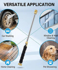 High Pressure Garden Hose Nozzle With Metal Power Washer Wand, 3 Spray Tips, Brass Connector, cleaning car and windows