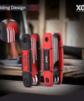 17 Piece Folding Allen Wrench Set With SAE And Hex Keys, red portable multi tool for automotive, bike, home, DIY repairs