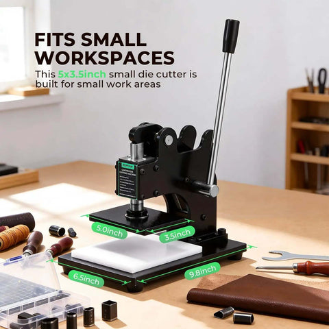 Small Leather Die Cutting Machine With 1 Ton Pressure And 18 Piece Die Set, Ultra Compact Desk Friendly for DIY crafting on a desk
