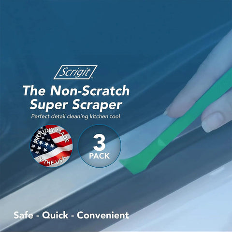 Wide Blade No Scratch Plastic Scraper Tool 3 Pack For Removing Food, Labels, Stickers, Paint, And Grease, Easy To Hold, Reaches Tight Spaces And Crevices, A Versatile Multi Use Scraper For Home And Auto Detailing