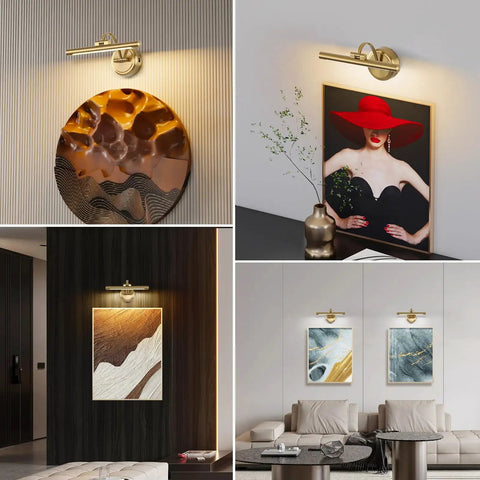 Cordless Picture Light For Wall Mount, Dimmable Art Lighting For Paintings With Remote, showcased in various interior settings.