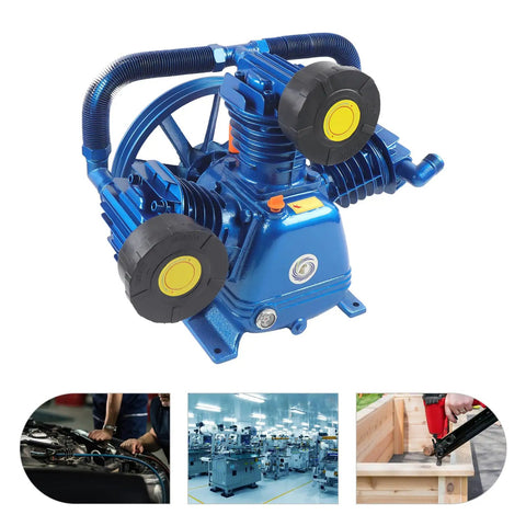 Heavy Duty 10HP Air Compressor Head Pump With 7.5KW Motor. Universal Portable Air Tool For Industrial Use. Cast Iron And Aluminum Construction Ensures Durability. 175Psi Discharge Pressure For Reliable High Efficacy Pneumatic Performance In Tough Jobs.