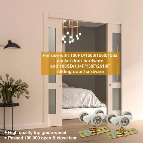 Pocket Door Roller Replacement Kit With 1 Inch O D Wheels For 100, 134F, 138F, 2610F Track Systems beside sliding door