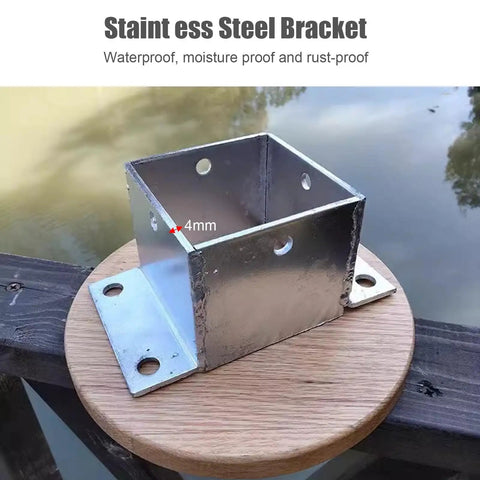 Built Tough Stainless Steel Square Fence Post Anchor Base With Heavy Duty Hardware For Concrete Or Wood Deck Yard Upgrade Rock Solid Railing Bracket System 85Mm X 85Mm 2 Pack