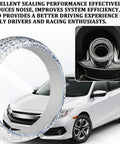 Exhaust Donut Gasket 2 Pack 2.5 Inch Graphite Material shown against car exhaust setup
