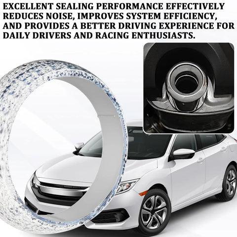 Exhaust Donut Gasket 2 Pack 2.5 Inch Graphite Material shown against car exhaust setup