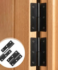 Four Pack Lift Off Door Hinges 2.5 by 1.5 Inches Stainless Steel with matte black finish on wooden door