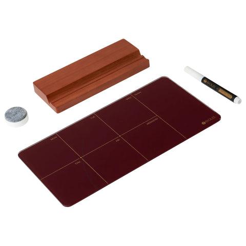 Your Desk Go To Weekly Glass Dry Erase Board With Detachable Wood Stand In Burgundy Red Small Desktop Calendar To Do List Planner Whiteboard 12x6 For Office Home School Includes Marker And Eraser