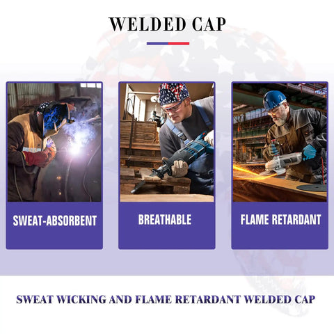 Three Pack 100 Percent Cotton Welding Cap For Men With Mesh Liner Sweat Wicking Breathable And Flame Resistant Welders Cap