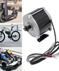 Built Tough 24V DC 500W Brushed Electric Motor With Integrated Gear Reduction For Electric Scooter And Ebike Drive 1700 RPM High Torque motor in close-up for electric bikes and scooters.