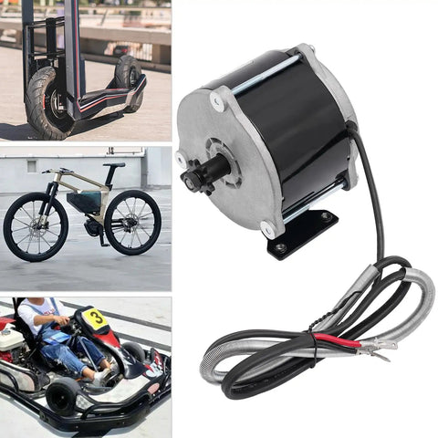 Built Tough 24V DC 500W Brushed Electric Motor With Integrated Gear Reduction For Electric Scooter And Ebike Drive 1700 RPM High Torque motor in close-up for electric bikes and scooters.