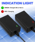 24V Electric Dirt Bike Charger For MX Series Dirt Rocket with LED status indicators, showing green and red lights for charging.