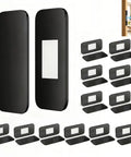 Ultra Thin No Drill Magnetic Cabinet Door Catch With Strong Adhesive Backing, black steel. Ideal for kitchen, bath or RV.