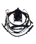 Black Leather Adjustable Horse Driving Harness For Single Horse Cart With Padded Girth And Double Layer Upper Straps