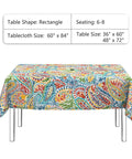 Outdoor Rectangle Tablecloth With Umbrella Hole And Zipper Water Repellent And Fade Resistant 60 By 84 Inch Paisley Multi Oblong Table Cover For All Weather Patio Dining