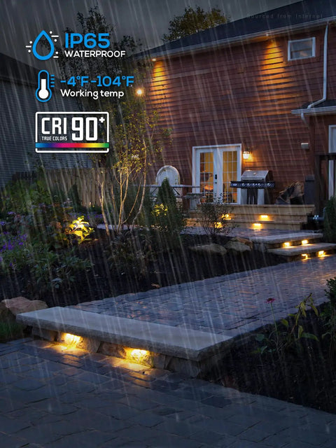 8 Pack 7 Inch LED Hardscape Lighting For Retaining Walls And Outdoor Steps Low Voltage Paver Lights illuminating pathway
